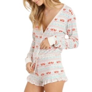 Wildfox Fox Print Rustic Ruffle Romper Size S